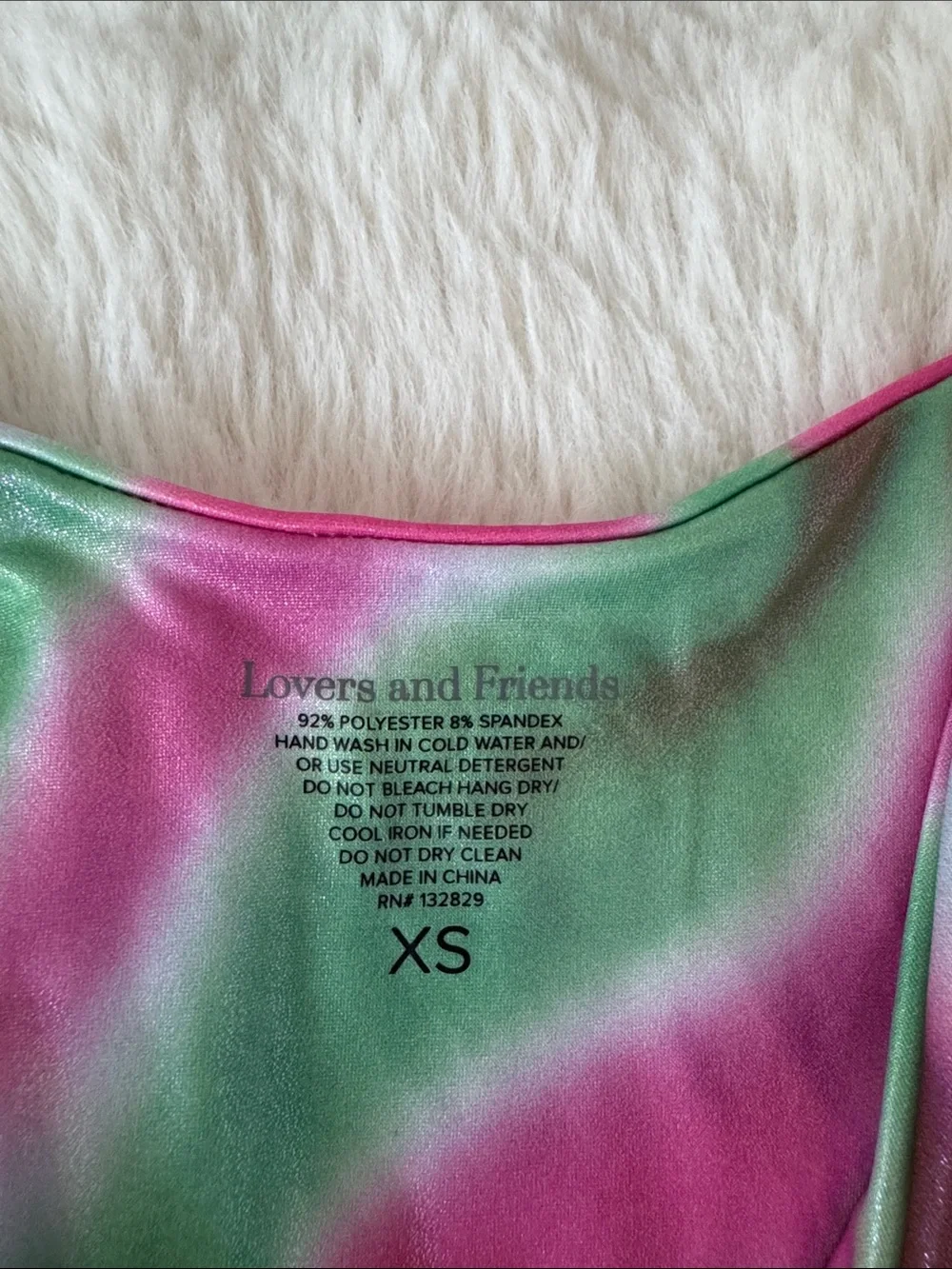 Lovers + Friends Pink and Green Tie-Dye Bandeau Top - Picture 2 of 5